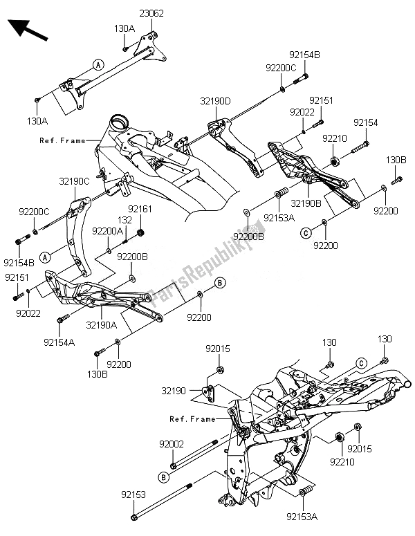 Tutte le parti per il Supporto Del Motore del Kawasaki Z 800 ABS DEF 2014