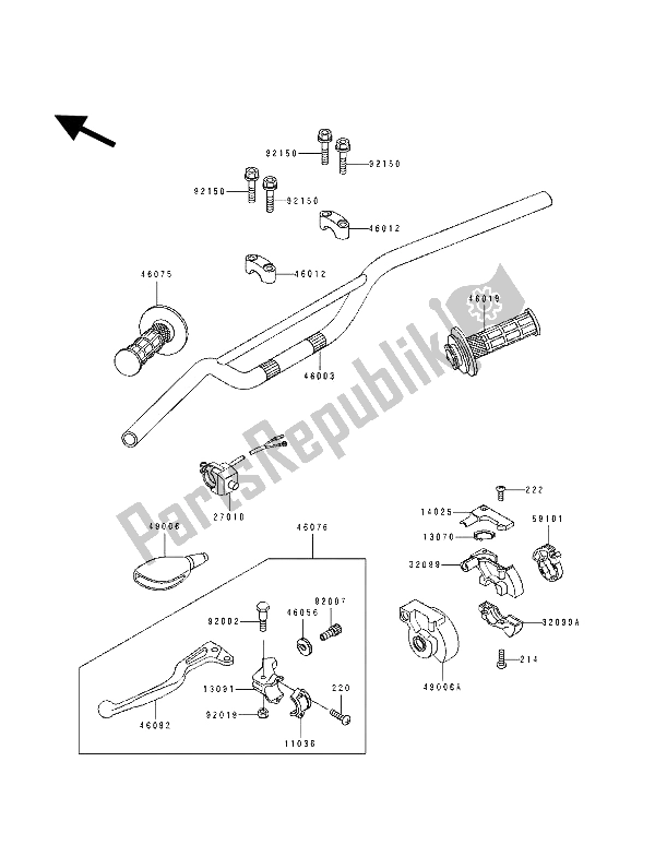 All parts for the Handlebar of the Kawasaki KX 80 SW LW 1994