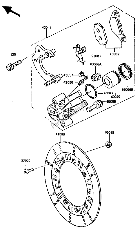 All parts for the Front Caliper of the Kawasaki KLR 600 1986