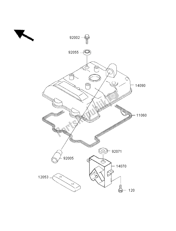All parts for the Cylinder Head Cover of the Kawasaki KLX 650R 2001