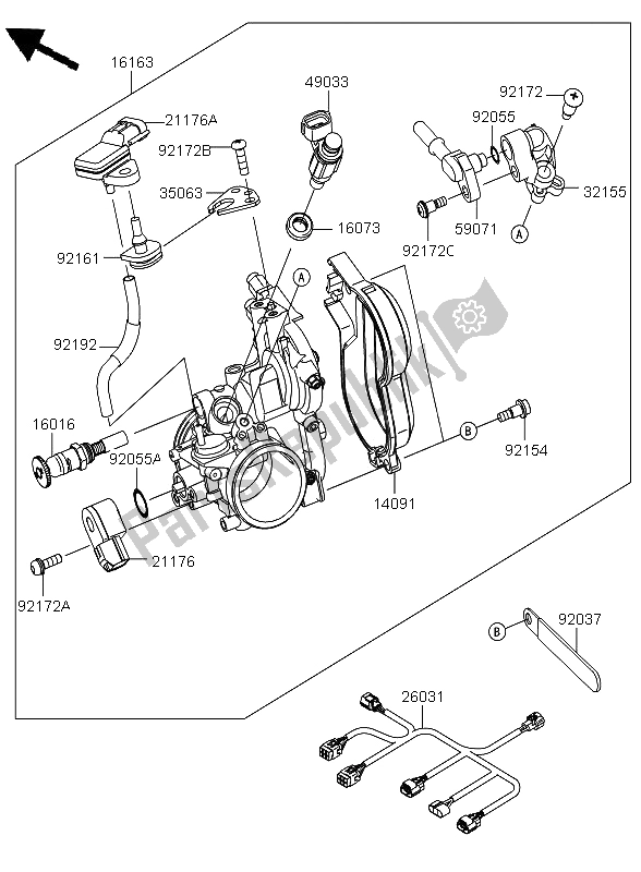 Todas as partes de Acelerador do Kawasaki KX 250F 2011