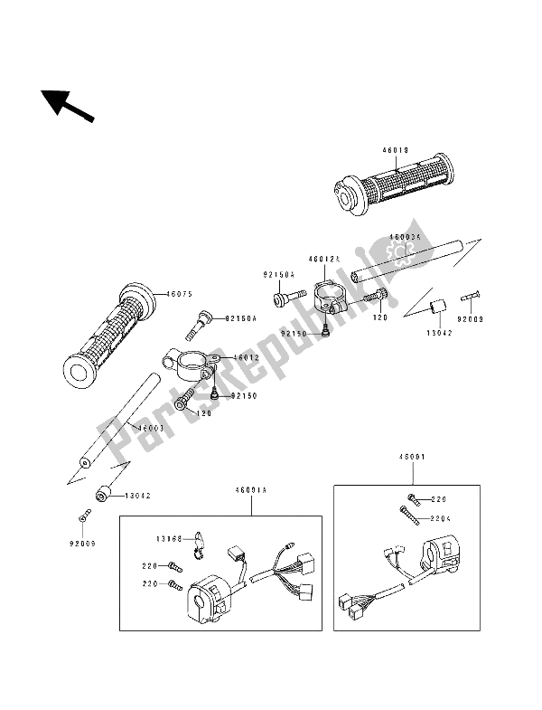Todas as partes de Guidão do Kawasaki ZXR 750 1994