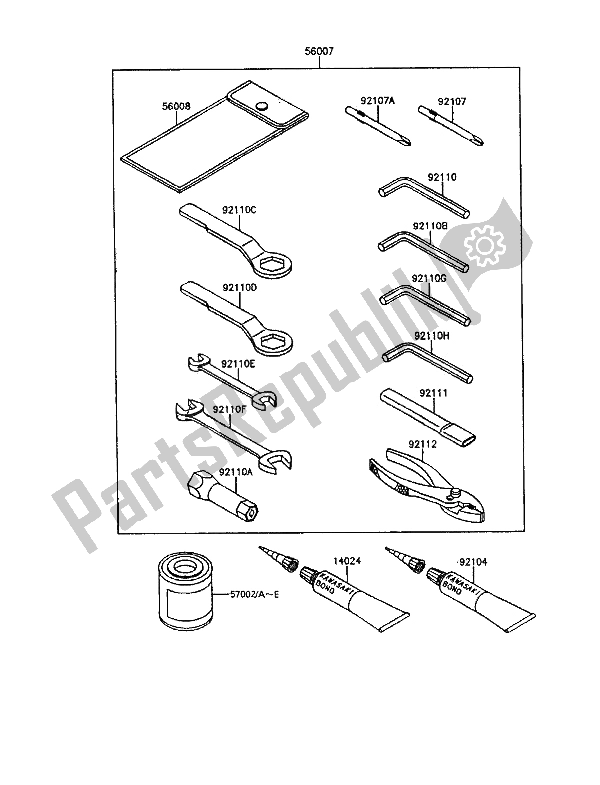 All parts for the Tool of the Kawasaki KR 1 250 1990