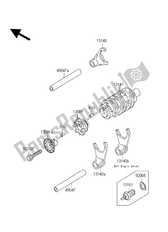 Todas as partes de Tambor De Mudança De Marcha E Garfo De Mudança do Kawasaki D Tracker 125 1999