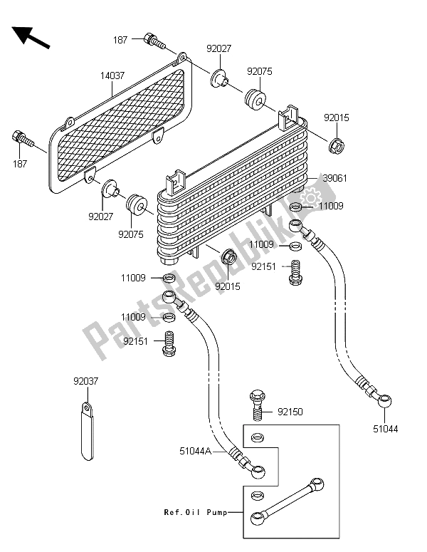 All parts for the Radiator of the Kawasaki KLF 300 4X4 2006