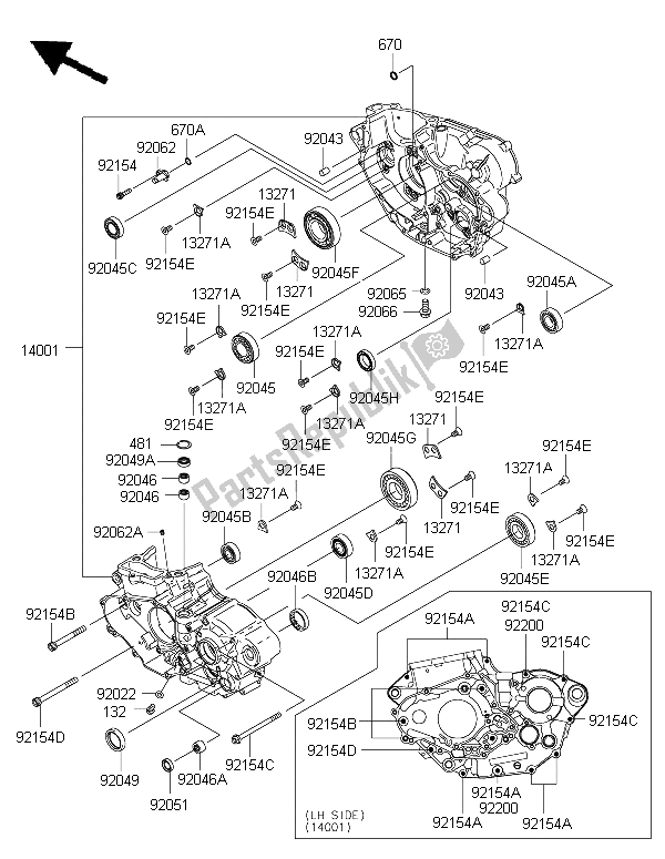 Todas las partes para Caja Del Cigüeñal de Kawasaki KX 450F 2015