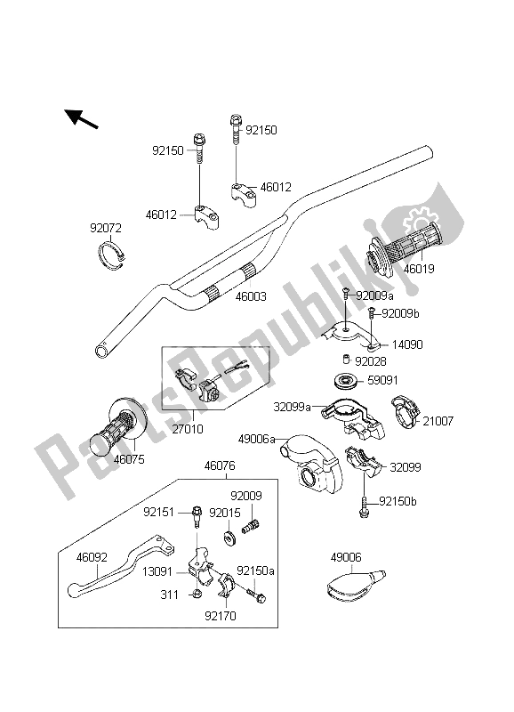 Toutes les pièces pour le Guidon du Kawasaki KX 125 1998