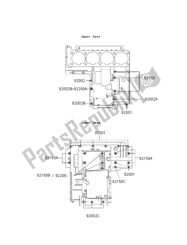 All parts for the Crankcase Bolt Pattern of the Kawasaki ZRX 1100 1997