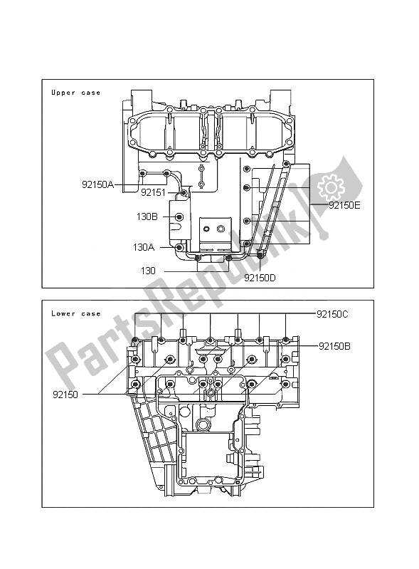 All parts for the Crankcase Bolt Pattern of the Kawasaki ZZR 600 2005