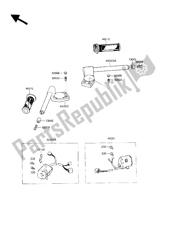 Tutte le parti per il Manubrio del Kawasaki GPZ 900R 1993