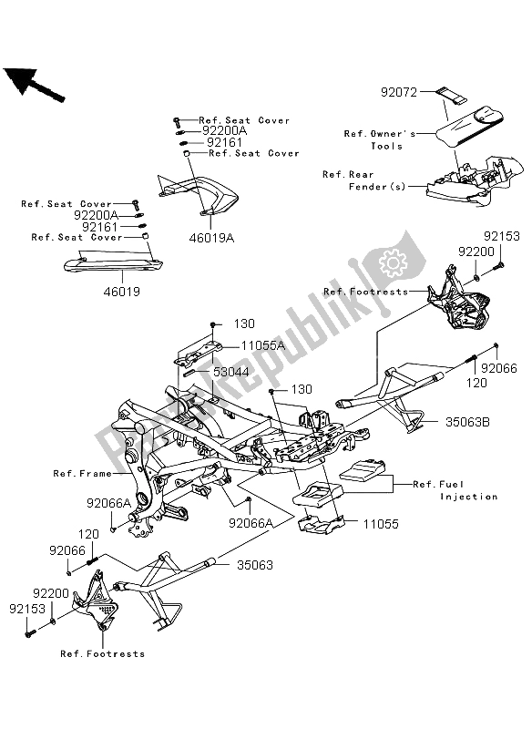 All parts for the Frame Fittings of the Kawasaki Versys ABS 650 2012