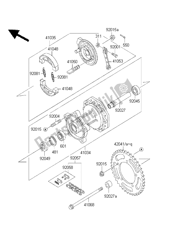 All parts for the Rear Hub of the Kawasaki KX 60 1999