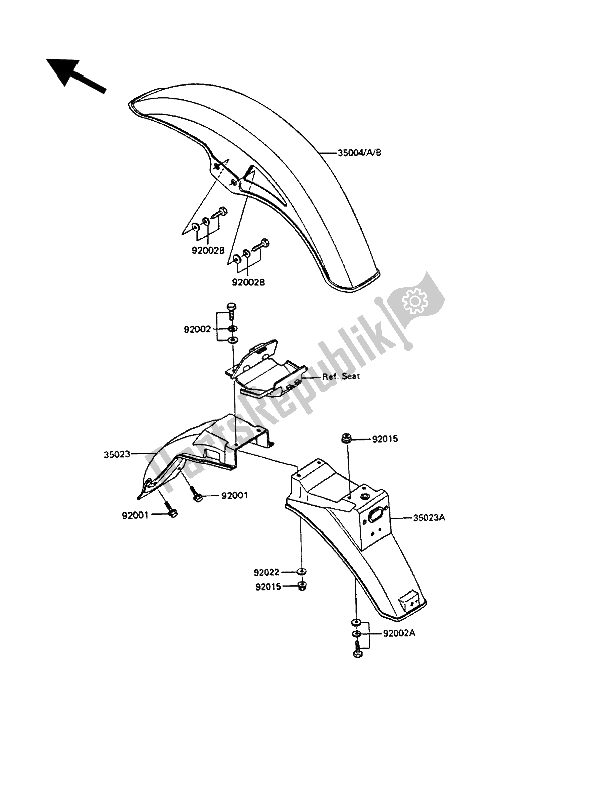 All parts for the Fenders of the Kawasaki GPZ 305 Belt Drive 1989