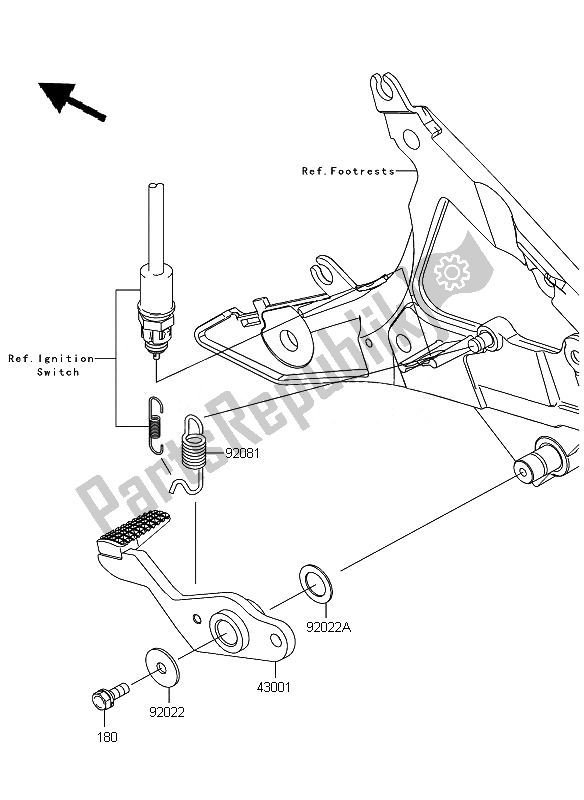 Todas las partes para Pedal De Freno de Kawasaki ER 6N ABS 650 2011