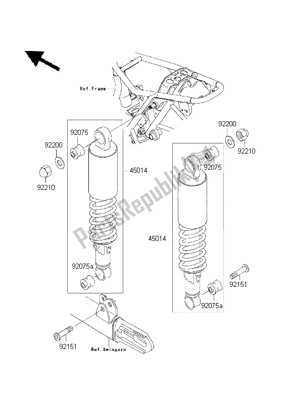 Alle onderdelen voor de Ophanging En Schokdemper van de Kawasaki W 650 1999