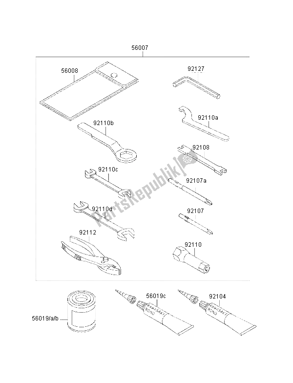 Alle onderdelen voor de Eigenaars Tools van de Kawasaki KMX 125 1999