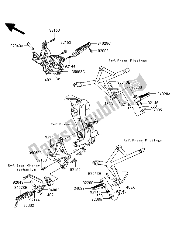 All parts for the Footrests of the Kawasaki Versys ABS 650 2008