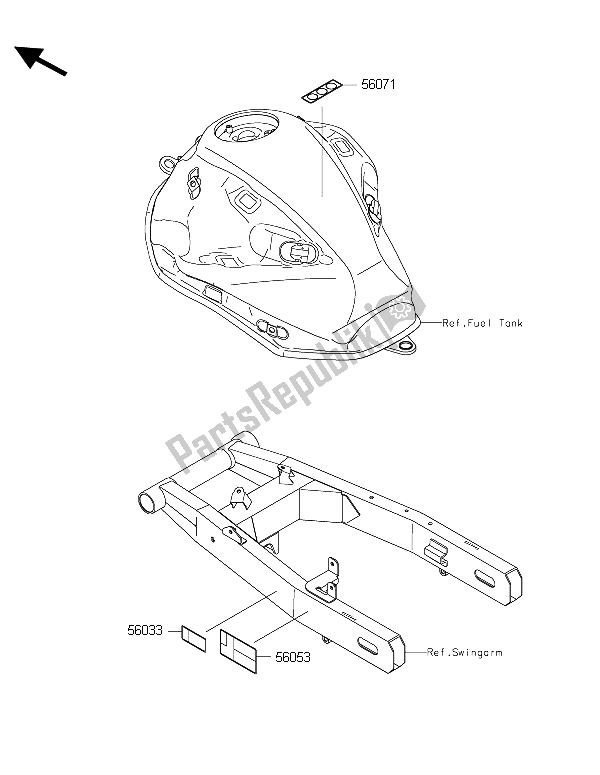Tutte le parti per il Etichette del Kawasaki Z 800 2015