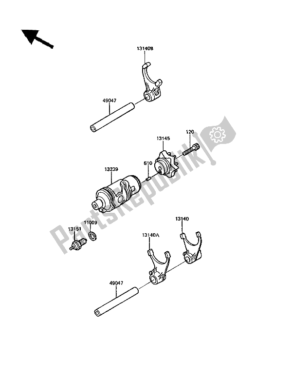 Todas las partes para Tambor De Cambio De Marcha Y Horquilla (s) De Cambio de Kawasaki KLR 650 1989