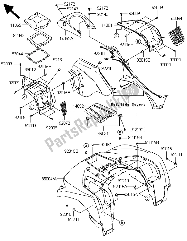 All parts for the Front Fender(s) of the Kawasaki Brute Force 750 4X4I Epsgef 2014