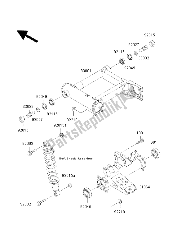 Wszystkie części do Wahacz Kawasaki KVF 400 2002