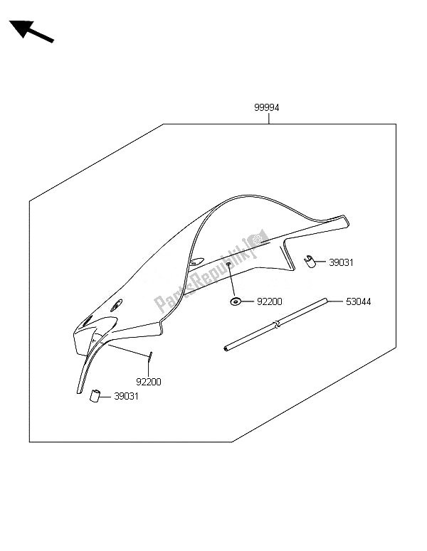 All parts for the Accessory (windshield) of the Kawasaki Ninja ZX 10R 1000 2014