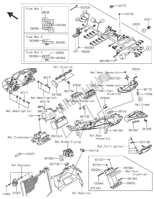 All parts for the Chassis Electrical Equipment of the Kawasaki Ninja ZX 6R ABS 600 2016