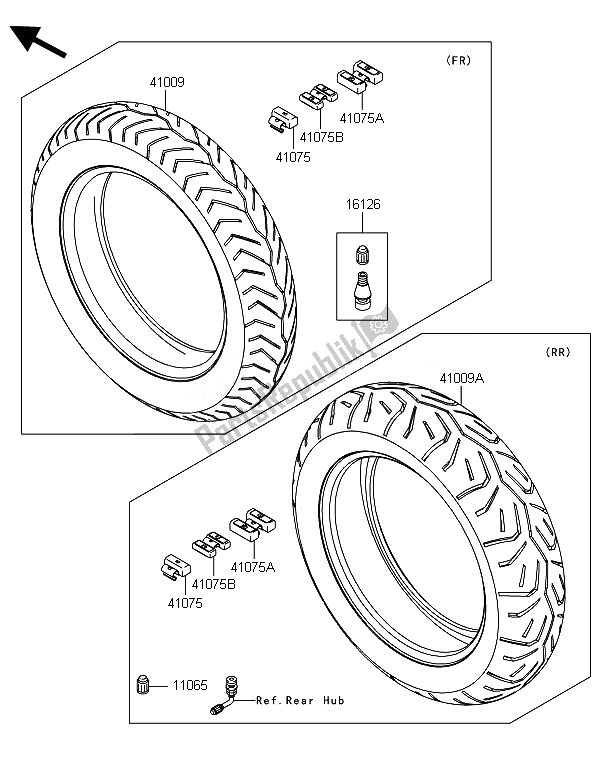 All parts for the Tires of the Kawasaki VN 1700 Classic Tourer ABS 2014