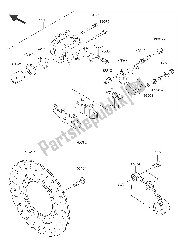 Toutes les pièces pour le Frein Arriere du Kawasaki Ninja 300 2016