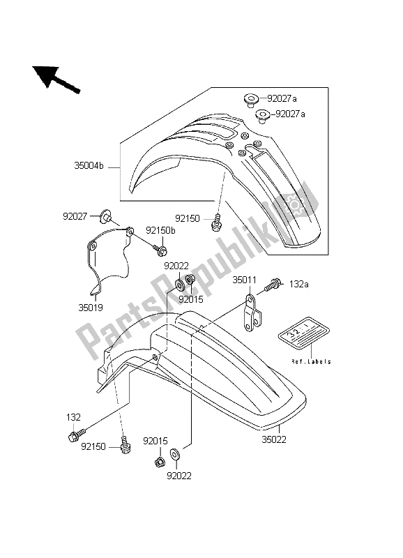 All parts for the Fenders of the Kawasaki KX 500 1995