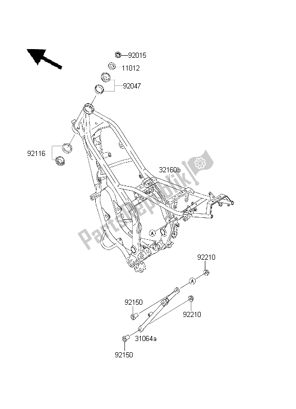 All parts for the Frame of the Kawasaki KDX 200 2003