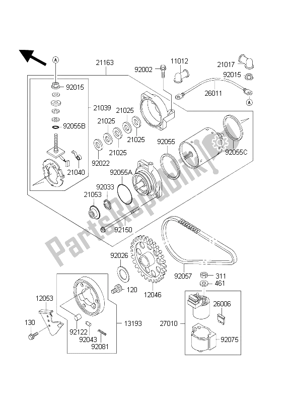 Tutte le parti per il Motorino Di Avviamento del Kawasaki KLE 500 2003