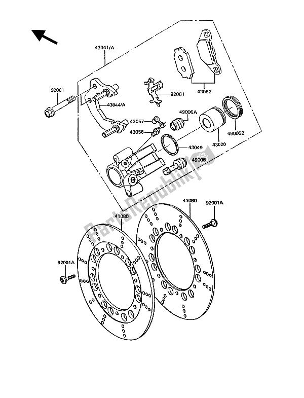 Alle onderdelen voor de Voor Rem van de Kawasaki GT 550 1988