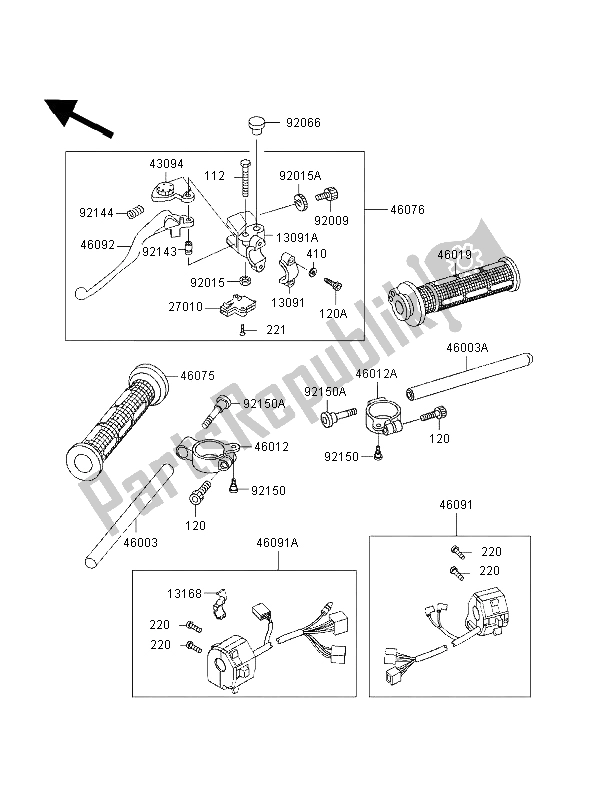 Tutte le parti per il Manubrio del Kawasaki ZXR 400 1998