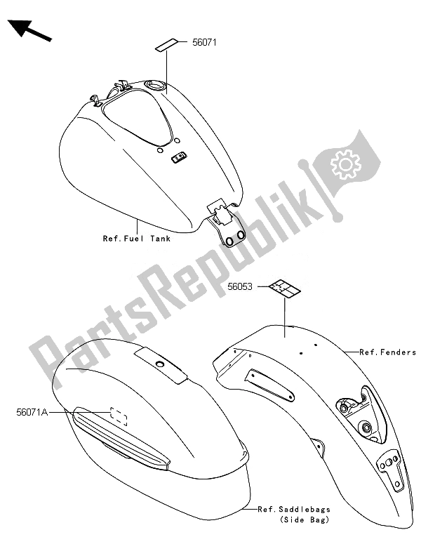 Toutes les pièces pour le Étiquettes du Kawasaki VN 1700 Classic Tourer ABS 2014