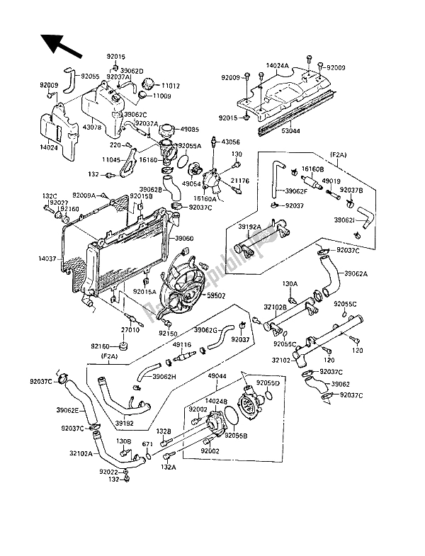 Todas as partes de Radiador do Kawasaki GPX 750R 1989