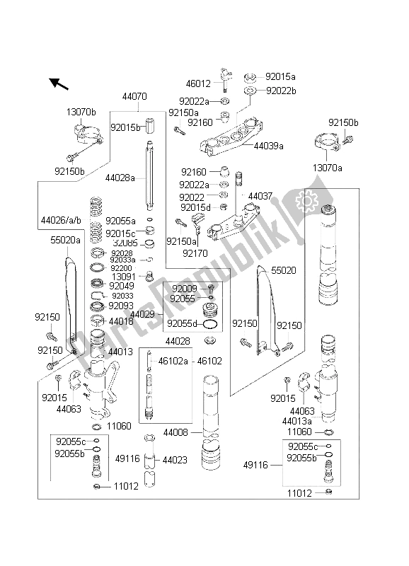 Tutte le parti per il Forcella Anteriore del Kawasaki KX 500 2002
