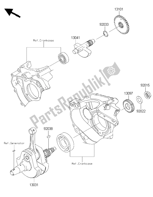 Tutte le parti per il Albero A Gomiti del Kawasaki KLX 250 2015