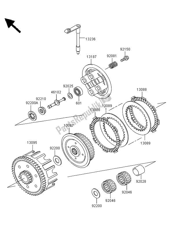 All parts for the Clutch of the Kawasaki KX 85 SW LW 2009