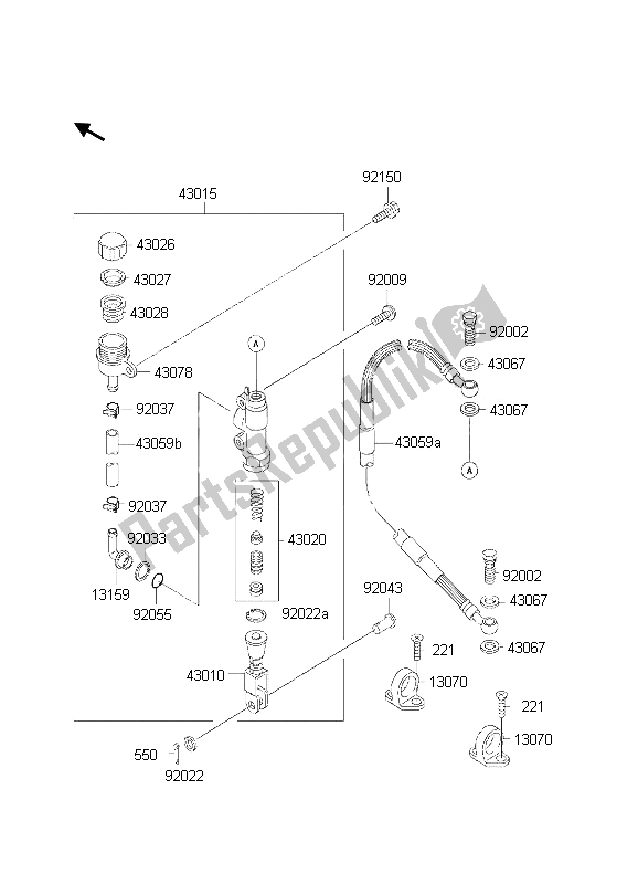 All parts for the Rear Master Cylinder of the Kawasaki KX 85 LW 2002