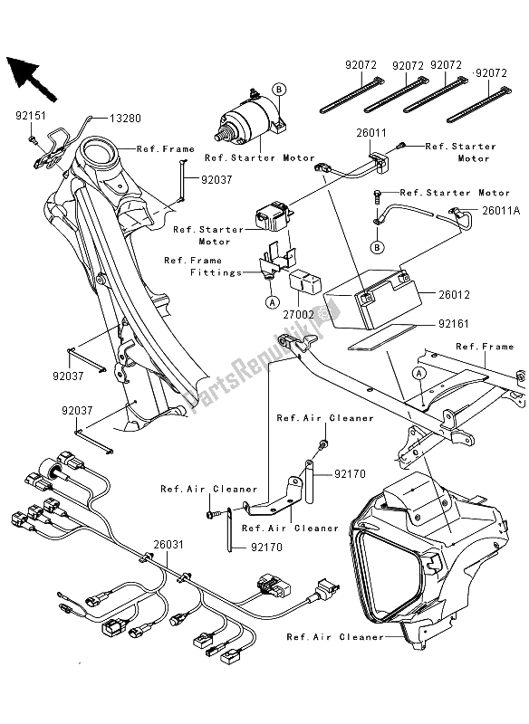 All parts for the Chassis Electrical Equipment of the Kawasaki KLX 450R 2012