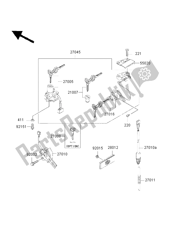 All parts for the Ignition Switch of the Kawasaki Ninja ZX 6R 600 2002