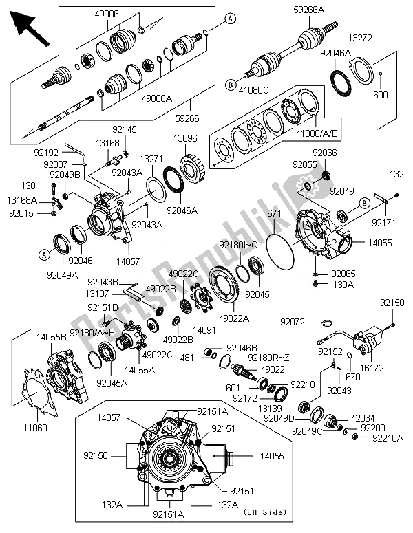 Tutte le parti per il Parte Anteriore Dell'albero Di Trasmissione del Kawasaki Brute Force 650 4X4I 2014