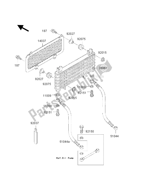 All parts for the Radiator of the Kawasaki KLF 300 4X4 2002