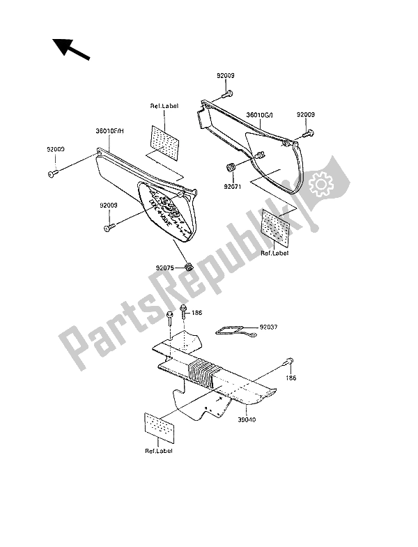 Tutte le parti per il Coperchio Laterale E Custodia A Catena del Kawasaki KLR 250 1992