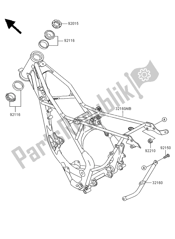 All parts for the Frame of the Kawasaki KX 85 SW LW 2009