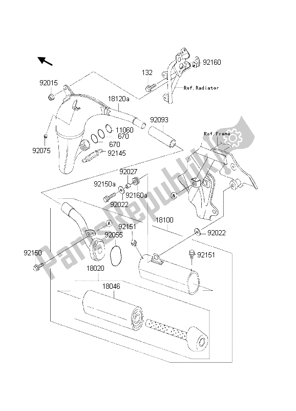 All parts for the Muffler of the Kawasaki KX 85 LW 2002