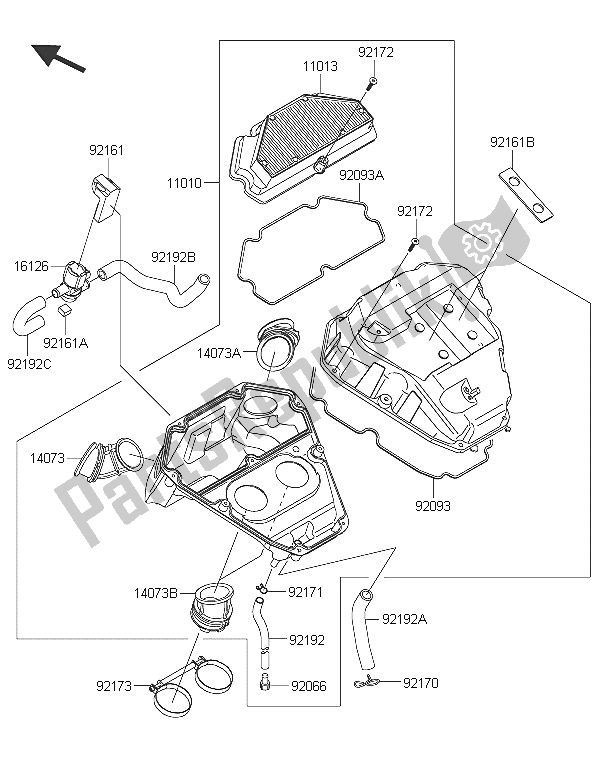 Toutes les pièces pour le Purificateur D'air du Kawasaki ER 6F ABS 650 2016