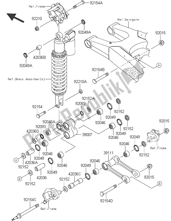 All parts for the Suspension of the Kawasaki KX 450F 2016