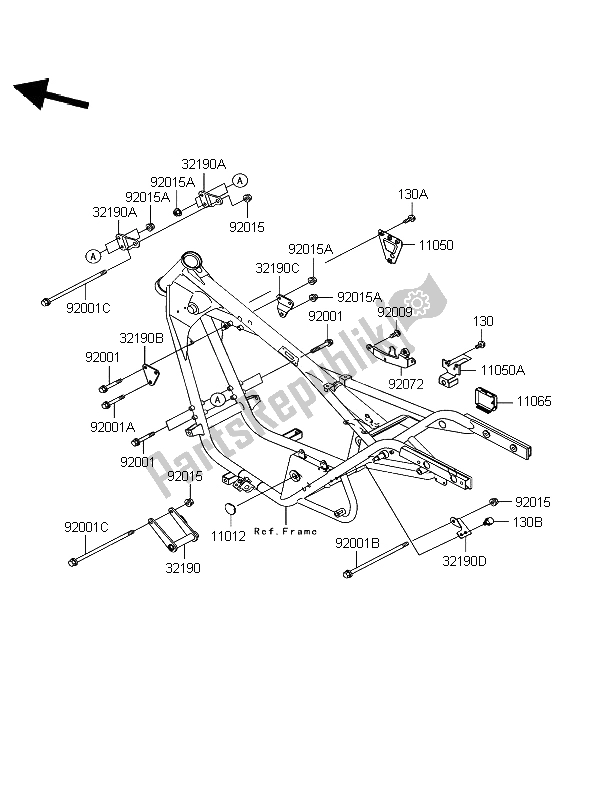 All parts for the Frame Fittings of the Kawasaki Eliminator 125 2003